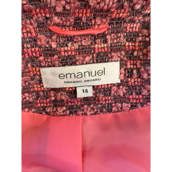 Emanuel Ungaro Size 14 Womens Pink Tweed Blazer Jacket - Picture 3 of 16